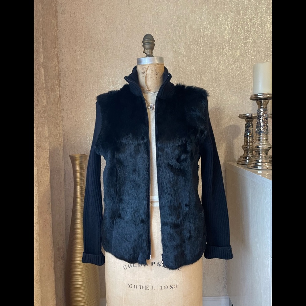 Zara rabbit fur cardigan size L
